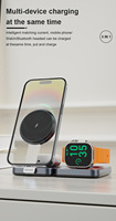 Chargeur sans fil Qi2 magnétique 3 en 1, design compact, support de téléphone pliable, chargeur rapide sans fil pour montre connectée, écouteurs, téléphone