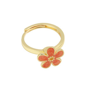 High Quality Fashion Open Gold Plated Cute <b>Ring</b> Copper Colored Drop Glue Rotating Flower <b>Adjustable</b> <b>Rings</b> Anxiety Jewelry Girls - Product Image 5