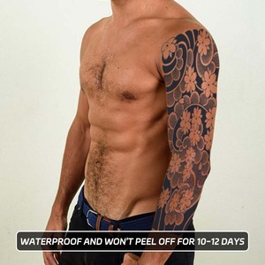 Tatuajes Semipermanentes de Larga Duración, Pegatinas de Tatuajes de Papel con Diseño de Siete Brazos y Jugo Herbal, Tatuajes Temporales Impermeables con Flores a la Moda - Product Image 1