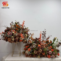 Centre de table floral artificiel automne orange brûlé et marron, arrangement de roses en soie pour mariage, événement ou fête