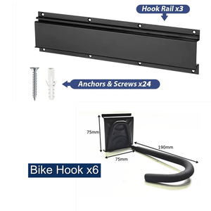 Estante de almacenamiento para bicicletas, organizador de montaje en pared para bicicletas, colgador Vertical para interior, ahorro de espacio, 6 unidades