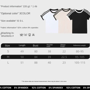 <span class=keywords><strong>Camiseta</strong></span> Retro Americana con Estampado de Tres Barras en Contraste de Color para Mujer, Verano <span class=keywords><strong>2024</strong></span>, Manga Corta, 'Hot Girl', Algodón, Secado Rápido, Transpirable - Product Image 3