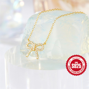 Collier mignon plaqué or 18 carats avec zircon rose réglable en argent sterling S925 pour femme - Product Image 6