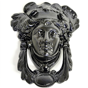 Battant de porte traditionnel en fonte noire, installation par vis, accessoire décoratif pour entrée, pour usage intérieur, villa, hôtel - Product Image 1