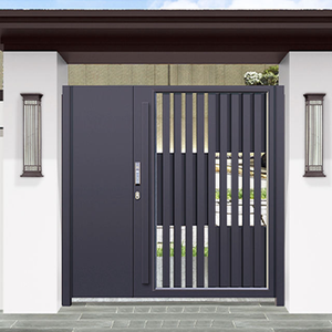 Portail battant moderne Qifan en acier thermolaqué avec barres verticales pour usage extérieur - Product Image 2
