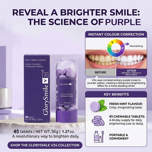 GlorySmile V34 Purple <strong>Toothpaste</strong> Tablets <strong>Colour</strong> <strong>Corrector</strong> Teeth Brightening Chewable <strong>Toothpaste</strong> 45pcs Portable Travel Friendly - Product Image 4