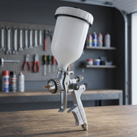 FERVI Gravity Feed Airbrush Power Spray Gun Kapasitas 600ml Nosel 1.3mm Tekanan 2-bar Sambungan 1/4" Jangkauan 280-300mm Debit 130ml/menit