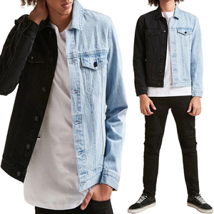 Chaqueta <span class=keywords><strong>de</strong></span> <span class=keywords><strong>Mezclilla</strong></span> Bomber para <span class=keywords><strong>Hombre</strong></span>, Diseño <span class=keywords><strong>de</strong></span> Bloques <span class=keywords><strong>de</strong></span> Color Azul y Negro, Estilo Patchwork, Dos Tonos, Servicio OEM, Gran Venta - Product Image 1