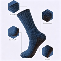 Chaussettes mi-mollet en mélange de laine thermique pour homme, doublées de polaire épaisse, avec semelle bouclée, pour le ski et les sports de plein air