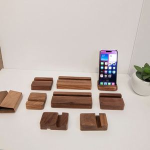 Beech Wood Black Walnut Phone <b>Tablet</b> <b>Stand</b> Solid Beech and Walnut Desktop Holder with Customizable Laserengraved logo - Product Image 1