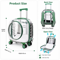 Mochila de Transporte para Mascotas Transparente de Lujo, Impermeable, Portátil, con Ruedas, Gran Capacidad, Ligera, Apta para Viajes en Avión