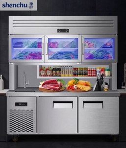 Refrigerador <span class=keywords><strong>de</strong></span> Exhibición <span class=keywords><strong>de</strong></span> Doble Temperatura Montado en Pared, Combinación <span class=keywords><strong>de</strong></span> Refrigerador Superior y <span class=keywords><strong>Congelador</strong></span> Inferior, Refrigerador Comercial Tipo Gabinete Superior - Product Image 1