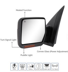 กระจกมองข้างแบบโครเมียม ABS+กระจก คุณภาพสูงใหม่ สำหรับ F150 2007-2014 พวงมาลัยซ้าย กระจกมองหลังรถยนต์ - Product Image 2