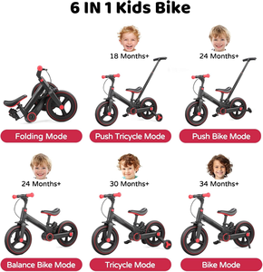 אופני איזון Brightbebe 5 ב-1 12 אינץ' מאלומיניום לילדים, צעצוע רכיבה חיצוני, תקן EN, יוניסקס, לגילאי 2-4 שנים - Product Image 2