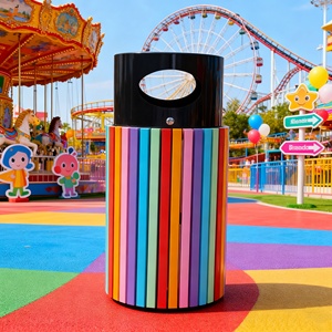 Nhà Máy Tùy Chỉnh Ngoài Trời Thùng Rác <span class=keywords><strong>Bin</strong></span> Lớn Vòng Nhôm Hợp Kim Chất Thải <span class=keywords><strong>Bin</strong></span> Ngoài Trời Tái Chế Công Viên Công Cộng Đầy Màu Sắc Ngoài Trời Thùng Rác Có Thể - Product Image 1