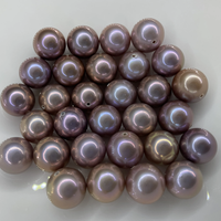 Perle d'eau douce ronde naturelle blanche parfaite 10-14mm, qualité excellente, demi-trou, perle Edison blanche/rose et violette
