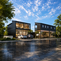 Bâtiment commercial modulaire préfabriqué à parois ondulées modernes pour la construction de cafés, hôtels, galeries d'art et magasins de détail