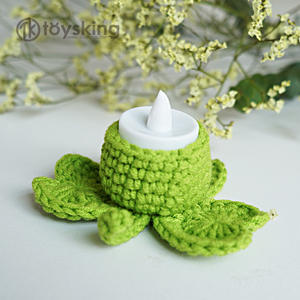 Candela Atmosferica con <span class=keywords><strong>Fiore</strong></span> di Trifoglio Lavorato a Mano all'Uncinetto |   <span class=keywords><strong>Simbolo</strong></span> di vita e speranza, decorazione per la casa ispiratrice e regalo spirituale - Product Image 3