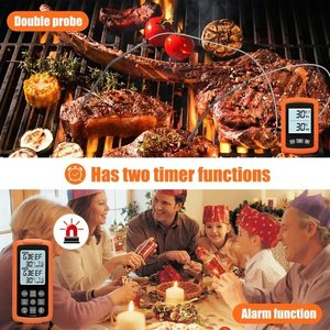 Thermomètre numérique sans fil étanche à lecture instantanée pour la cuisson de la viande avec double sonde pour griller le four à fumer BBQ - Product Image 6