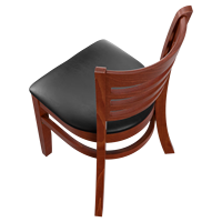 Chaise de restaurant en bois massif avec assise rembourrée en cuir PU, chaise de mobilier pour café, bistrot, hôtel, restauration rapide