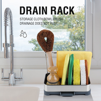 Organisateur de cuisine Outils de nettoyage Rangement Éponge Porte-brosse Organisateur d'évier de cuisine en acier inoxydable Évier Caddy Porte-éponge