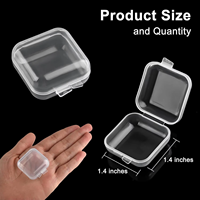 Boîte de rangement en plastique transparente carrée mini en PP recyclable avec couvercle, multifonctionnelle pour bijoux, boucles d'oreilles, colliers, impression UV