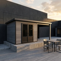 Casas de Herramientas Modernas Serie D de WPC, Cobertizos de Jardín, Vidrio Resistente a Impactos, Ventanas con Temperatura Constante, Protección UV
