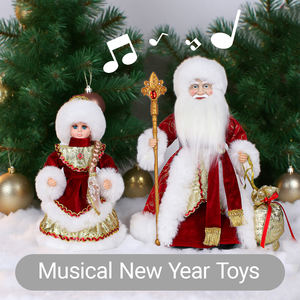 Nouveauté : Ensemble SOTE de <span class=keywords><strong>Ded</strong></span> <span class=keywords><strong>Moroz</strong></span> et Snegurochka, décorations de Noël électriques rouges, poupées musicales de Père Noël avec cadeaux - Product Image 2