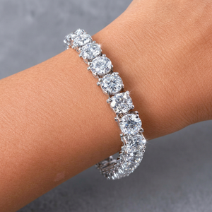 Bracelet tennis en argent sterling 925 avec diamants Moissanite VVS taille ronde, plaqué rhodium, sertissage artisanal, bijoux Hip Hop - Product Image 1