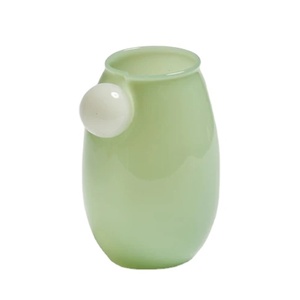 Vaso in Vetro <span class=keywords><strong>Aqua</strong></span> Personalizzato con Manico a Sfera Bianca, Decorazione da Tavolo, Vaso per Fiori in Vetro Colorato, Terrario in Vetro - Product Image 3