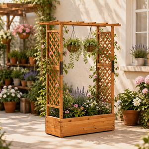 <span class=keywords><strong>Support</strong></span> de <span class=keywords><strong>plante</strong></span> en bois de sapin classique avec revêtement en poudre, treillis d'escalade, trou de drainage et système d'arrosage automatique pour <span class=keywords><strong>jardin</strong></span> intérieur et usage domestique - Product Image 5