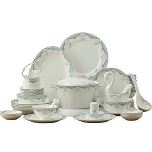 Set di Stoviglie in Porcellana Bone China di Jingdezhen, Design Moderno e Semplice, Lusso Discreto, Ciotole e Piatti per Casa, Adatto al Microonde, Confezione Regalo - Product Image 4