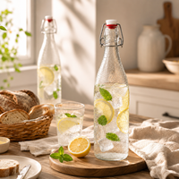 Bouteille en verre hermétique avec couvercle à boucle |   Bouteille de fermentation transparente pour jus de vin |   Conteneur à Boissons en Verre Blanc de Haute Qualité en Gros