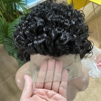 Perruque brésilienne courte bouclée coupe pixie, avec dentelle frontale, perruque brésilienne à boucles pixie, perruque T-part pixie, vente chaude