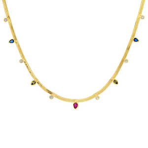 ODM-collar de cadena de acero inoxidable con zirconia, cadena de serpiente, chapado en oro de 18K - Product Image 5