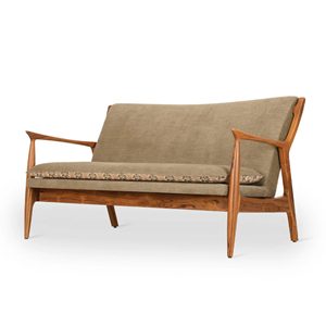 Canapé lounge 2 places en teck moderne avec coussins de qualité supérieure pour intérieur, extérieur, patio, balcon, jardin et salon. - Product Image 2