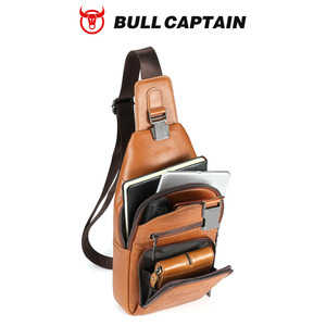 กระเป๋าคาดลำตัว BULLCAPTAIN สำหรับผู้ชาย หนังแท้ กระเป๋าสะพายข้าง กระเป๋าคาดอก กระเป๋าเดินทาง กระเป๋าสะพายไหล่ผู้ชาย กระเป๋าเป้ - Product Image 4