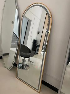 Nouvelle Arrivée Grand <span class=keywords><strong>Miroir</strong></span> Mural <span class=keywords><strong>LED</strong></span> Doré pour Salon de Coiffure et Maquillage, Mobilier de Salon de Beauté - Product Image 6