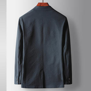 Veste de Costume Décontractée de Luxe pour Homme Printemps-Automne 2026, Simple Boutonnage, Respirante, Couleur Unie, Style Occidental Légèrement Plissé - Product Image 2