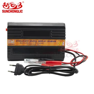 Sunchonglic carregador de bateria de carro, rápido, 12v 24v, agm automático inteligente, chumbo ácido