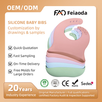Bavoirs pour bébé unisexes réglables en silicone de qualité alimentaire sans BPA, imperméables, avec logo personnalisé et motif