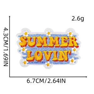 New Iron on Embroidery Spring Color Warm Phase Letter Good Day Good Vibes Patch for Kids Clothes Hat Decoration Gift - Product Image 3