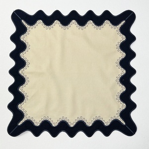 Double Layers Scalloped Embroidered <b>Linen</b> Napkins Cotton Canvas Custom Size Organic Fabric <b>Table</b> <b>Cloth</b> Napkin Placemat Wholesale - Product Image 5
