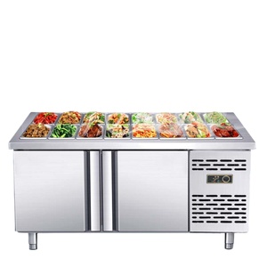 Supermarché restauration rapide préfabriqué légumes frais congelés affichage table de glace en acier inoxydable - Product Image 1
