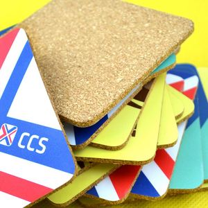 Hot-selling Eco-friendly Colorful High Quality Custom Logo Cartoon Style 9x9cm <b>Cork</b> <b>Coaster</b> UV Printing for Beer Drinks - Product Image 5