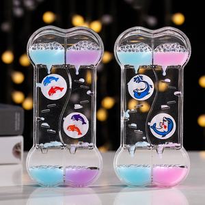 นาฬิกาทรายของตกแต่งรูปการ์ตูนแบบสองสี รูปทรงหยดน้ำมัน สีนม ของตกแต่งทรายไหล ของขวัญสำหรับเด็ก - Product Image 2