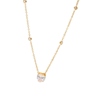Collar con Colgante de Zirconia en Forma de Corazón Blanco Romántico, Cadena Delgada de Acero Inoxidable Chapada en Oro para Niños - Product Image 4