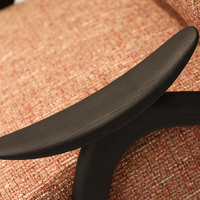 Fauteuil de loisirs en bois massif, fauteuil d'appoint rembourré, canapé une place de style mid-century pour salon et hôtel