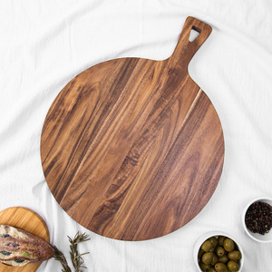 Senpin <span class=keywords><strong>planche</strong></span> à découper épaisse en bois d'acacia poignée 1.5cm d'épaisseur lavable au lave-vaisselle gravure Laser Pizza Steak cuisson <span class=keywords><strong>planche</strong></span> à découper - Product Image 4