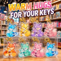 Porte-clés en acrylique HanXin Boutique personnalisé, renard câlin Kawaii, série Parent-Enfant, breloque Anime, vente en gros, fournisseur d'usine, en vrac